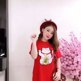 đầm mèo thần tài 2 túi