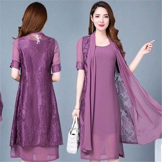 SÉT ĐẦM ÁO KHOÁC REN QUÝ BÀ