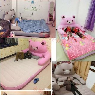 Giường hơi hình thú 1m2 tặng kèm bơm điện bịt mắt bịt tai ảnh thật ở cuối