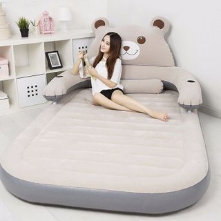 Giường hơi hình thú 1m2 tặng kèm bơm điện bịt mắt bịt tai ảnh thật ở cuối