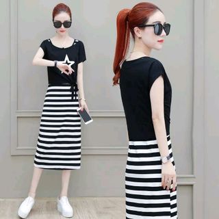 đầm sọc cotton 100
