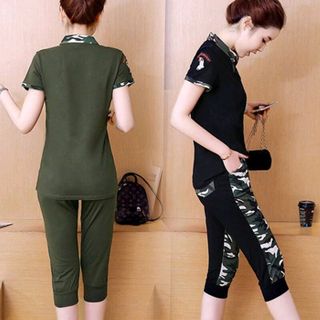 Set bộ lửng lính rêu thêu chim ó thời trang