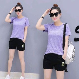 Bộ Short Thể Thao Tím Số 8 Sành Điệu