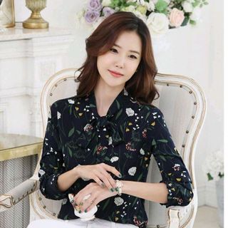 Áo Sơ Mi Hàn Quốc Hoa Lá Mùa Xuân
