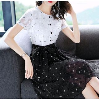 ĐẦM REN XOÈ PHỐI NÚT