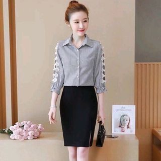 ÁO SƠMI SỌC TAY KẾT NƠ