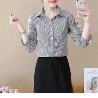ÁO SƠMI SỌC TAY KẾT NƠ