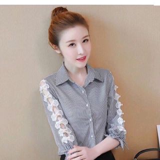 ÁO SƠMI SỌC TAY KẾT NƠ