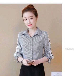 ÁO SƠMI SỌC TAY KẾT NƠ