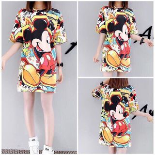 Đầm suông thun Mickey 3D giá sỉ