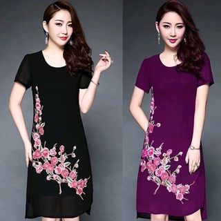 ĐẦM SUÔNG THÊU HOA ANH ĐÀO SANG TRỌNG