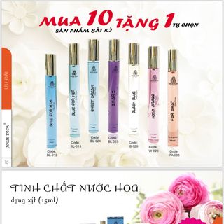 TINH CHẤT NƯỚC HOA 15 ml MUA 10 CHAI TẶNG 1 giá sỉ