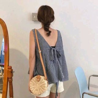 áo kiểu baby doll kẻ sọc caro