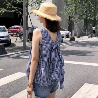 áo kiểu baby doll kẻ sọc caro