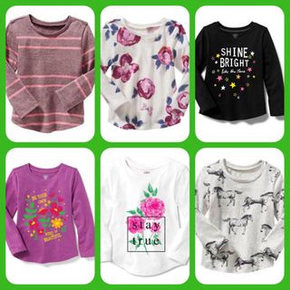 Áo bé gái old navy size 12m-5tuổi Lốc 5 cái cùng 1 size -