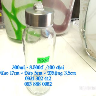 Chai thủy tinh tròn nắp đây 300ml