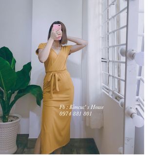 đầm cột nơ eo
