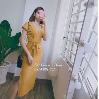 đầm cột nơ eo