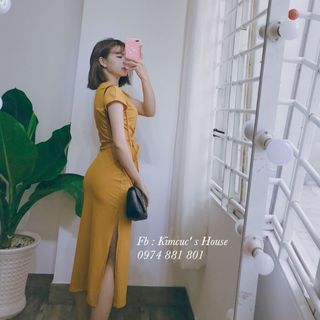 đầm cột nơ eo
