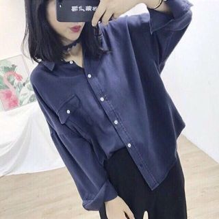 Áo sơmi xanh đen 1 túi