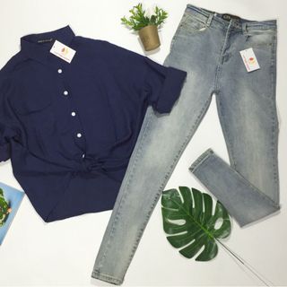 Áo sơmi xanh đen 1 túi