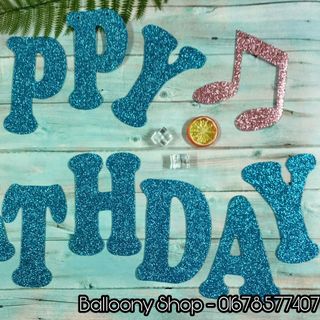 Dây Treo Trang Trí Happy Birthday Nhũ Xốp 14 màu