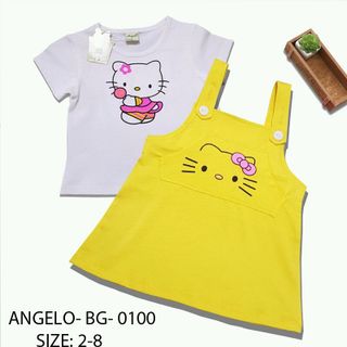 bộ BG yếm in mèo Kitty