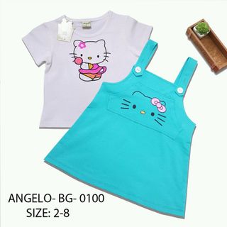 bộ BG yếm in mèo Kitty
