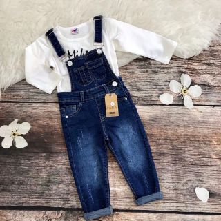 Set yếm jean cho bé gái