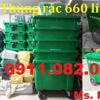 Phân phối thùng rác 660 lít giá rẻ vĩnh long- xe đẩy rác 660 lít