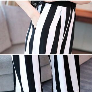JUMPSUIT DÀI KẺ SỌC ĐEN TRẮNG