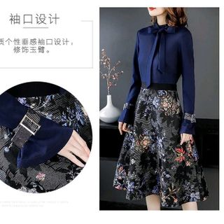 ĐẦM CỔ SƠ MI CHÂN VÁY HOẠ TIẾT đầm liền