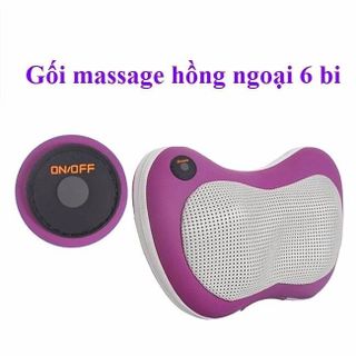 Gối massage hồng ngoại 6 bi hai chiều