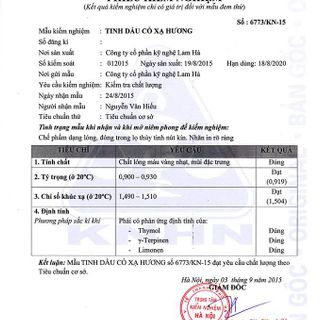 TINH DẦU CỎ XẠ HƯƠNG