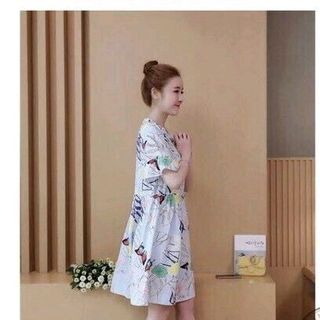 ĐẦM HOA FORM RỘNG CỔ NHÚN BÈO