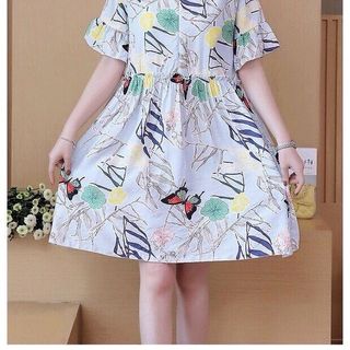 ĐẦM HOA FORM RỘNG CỔ NHÚN BÈO