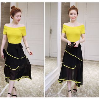 ĐẦM XÒE CHÂN VÁY VOAN TẦNG CÁCH ĐIỆU D1183