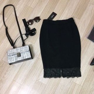 chân váy bút chì pha ren