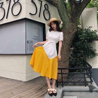 Đầm 2 màu phối với nhau