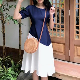 Đầm 2 màu phối với nhau