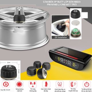 Cảm biến áp suất lốp ô tô gắn ngoài ML-61W valve thép không gỉ – màn hình màu năng lượng mặt trời