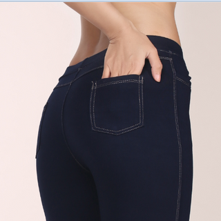 QUẦN LEGGING GIẢ JEAN 4 TÚI MÀU XANH ĐEN