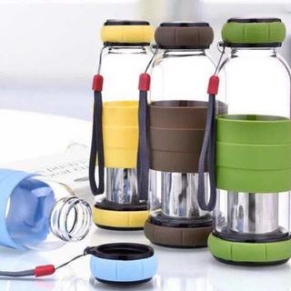 Bình thủy tinh pha trà 420ml bọc silicon