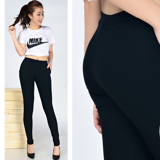 QUẦN LEGGING 2 TÚI XÉO MÀU ĐEN