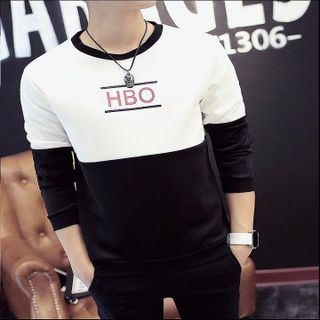 Áo thun tay dài phối hai màu