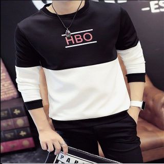 Áo thun tay dài phối hai màu