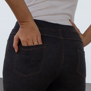 QUẦN LEGGING GIẢ JEAN 4 TÚI MÀU XÁM