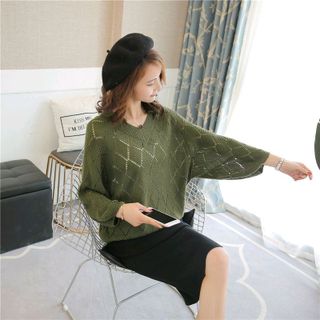 Áo Len Hình Thoi Cánh Dơi Tay Dài