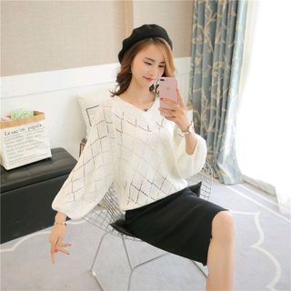 Áo Len Hình Thoi Cánh Dơi Tay Dài