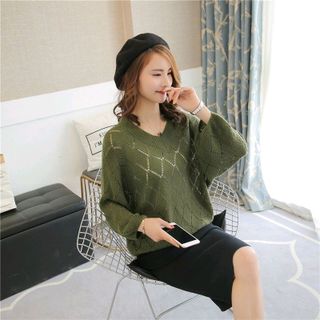 Áo Len Hình Thoi Cánh Dơi Tay Dài